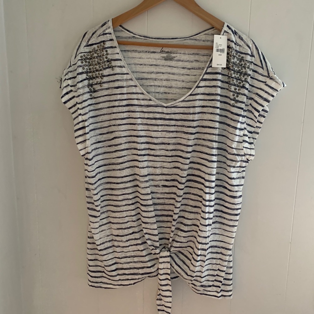 NWT Lane Bryant Striped Top w/ Tie